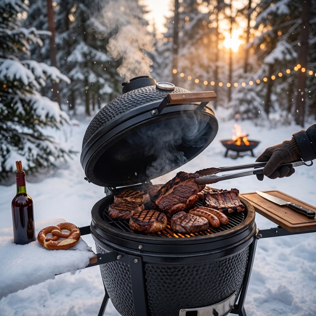 Winter bbq kamado